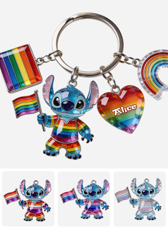 Love Is Love Pride Month - Personalized LGBT Support Premium Keychain With Charms