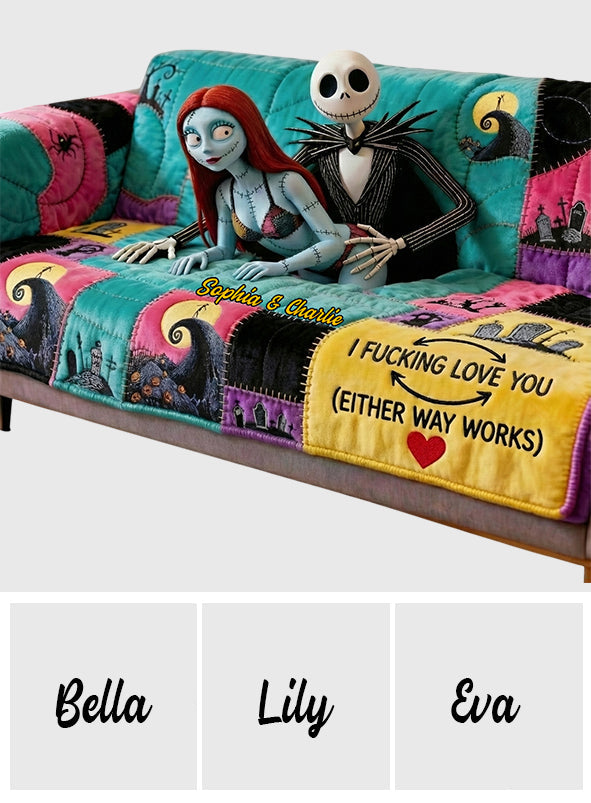 Gothic Love Patchwork - Personalized Nightmare Quilted Sofa/Couch Cover