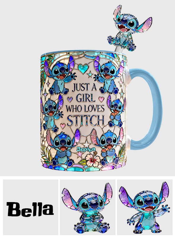 Just A Girl Who Loves Stitch - Personalized Ohana Set Accent Mug with Acrylic Stirrers