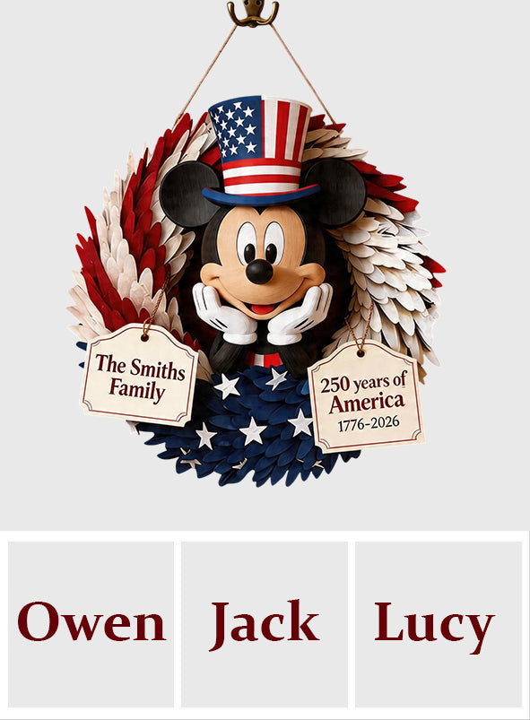 250 Years Of America - Personalized Mouse Custom Shaped Wood Sign