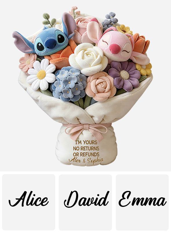 I'm Yours No Returns Or Refunds Lovely Bouquet - Personalized Ohana Faux Fur Shaped Pillow