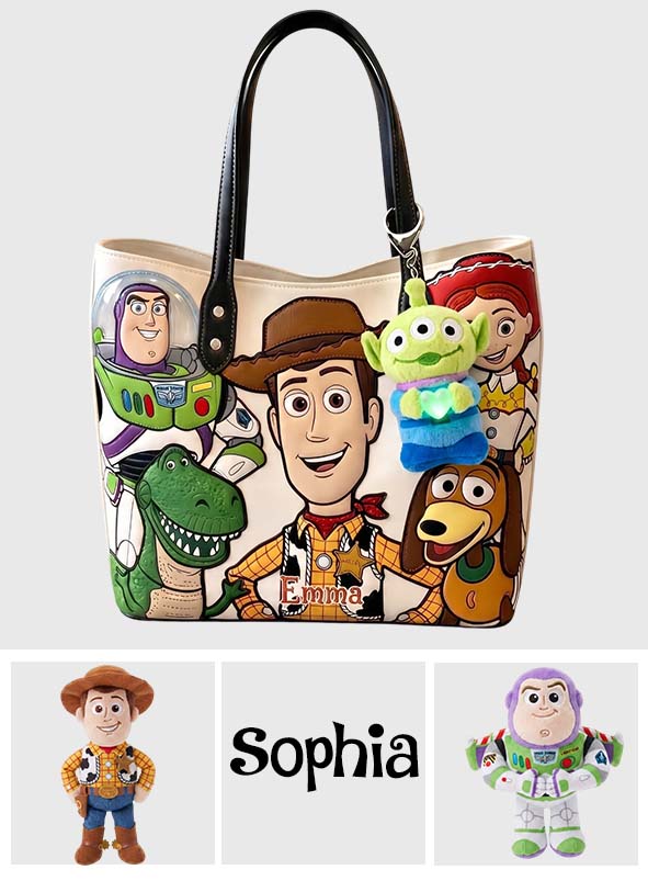 Galaxy And Western Buddy Toy - Personalized Toy Story Leather Bag With Plush Charm