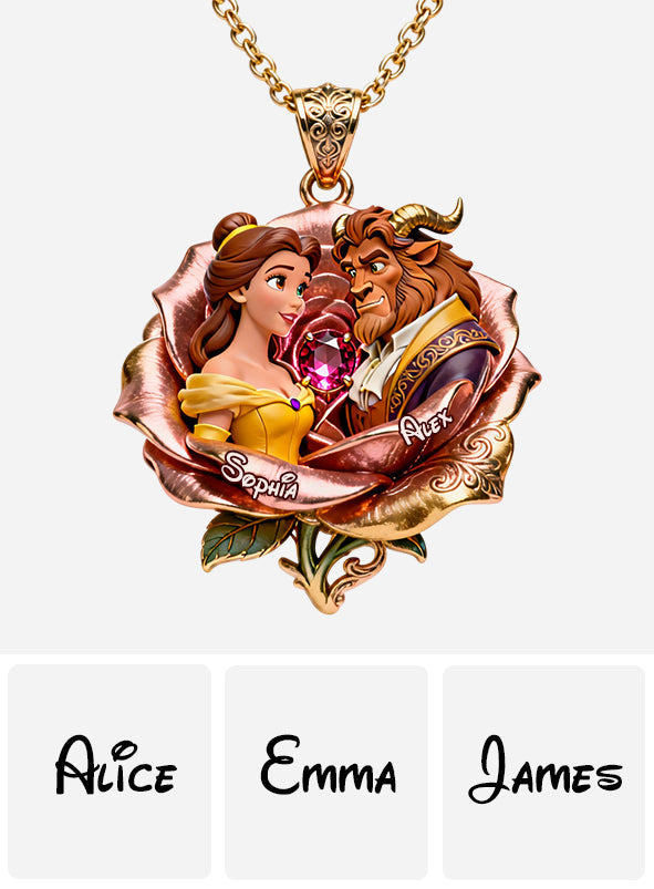 Tale As Old As Time - Personalized Beauty And The Beast Shaped Metal Pendant Necklace