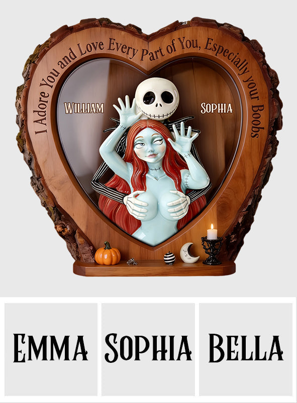 Naughty Spooky Couple - Personalized Nightmare Wooden Floating Shelf