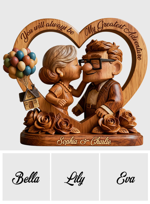 You Are My Greatest Adventure - Personalized Couple Custom Shaped Wood Plaque