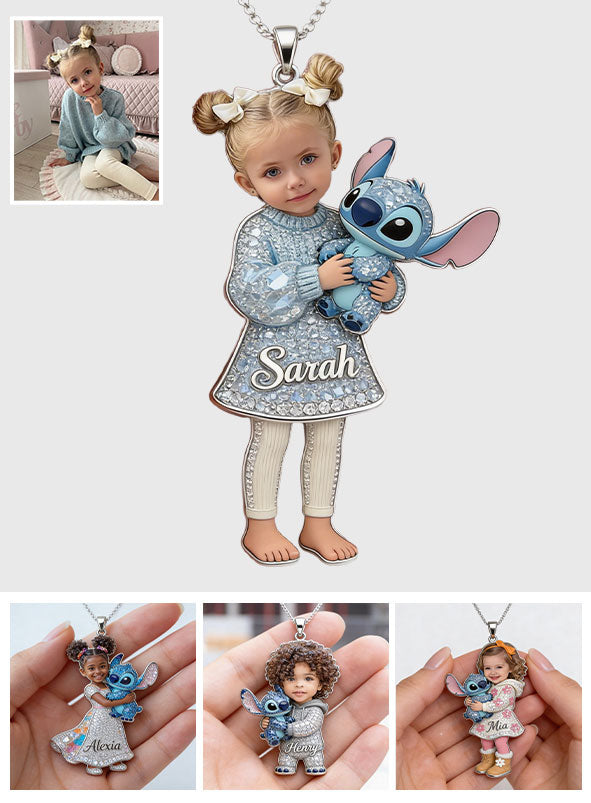Best Friends - Personalized Ohana Shaped Metal Pendant Necklace