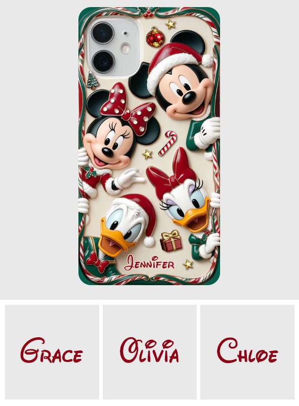 Magical Friends - Personalized Mouse 3D Embossed Leather Phone Case