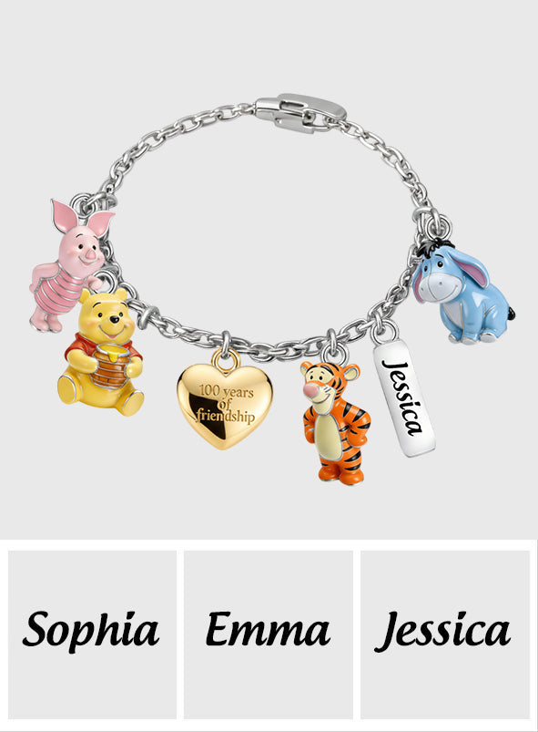 100 Years Of Friendship - Personalized Yellow Bear Bracelet With Charms