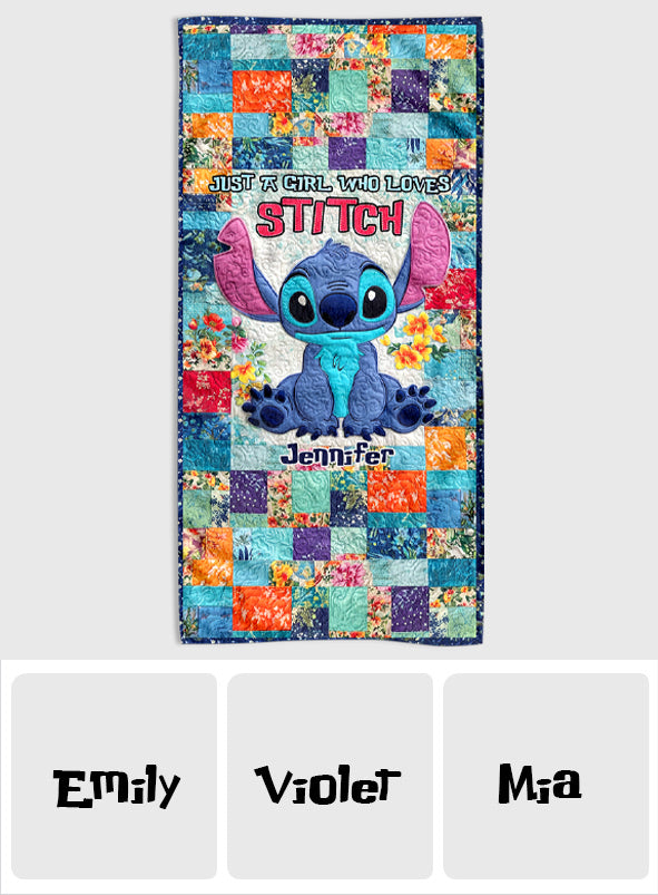 Just A Girl Who Loves Stitchs - Personalized Ohana Quick-dry Beach Towel/ Bath Towel