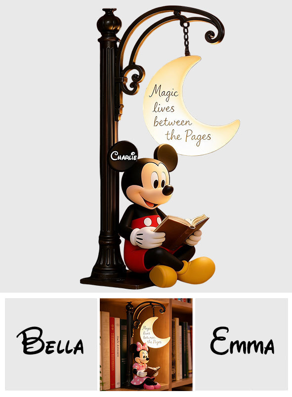 Magic Lives Between The Pages - Personalized Mouse Bookshelf Lamp