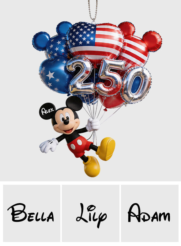 Hanging Balloons Mouse Ears 250 - Personalized Mouse Transparent Car Ornament