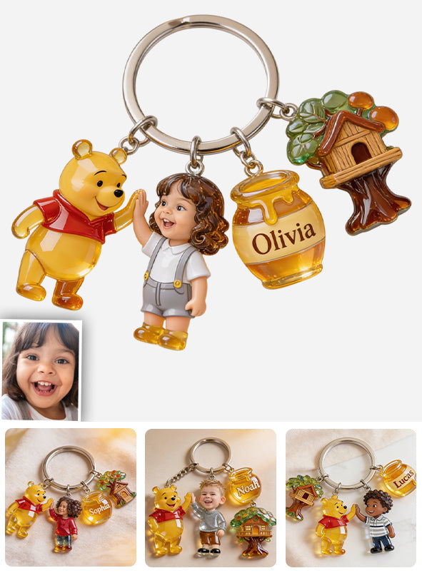 Friends Custom From Photo - Personalized Yellow Bear Premium Keychain With Charms