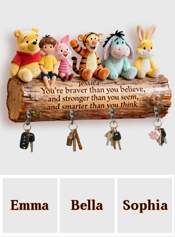 You're Braver Than You Believe - Personalized Yellow Bear Custom Shaped Hanging Rack