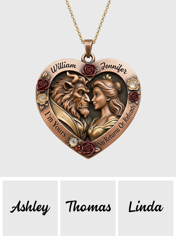 I'm Yours - Personalized Beauty And The Beast Shaped Metal Pendant Necklace