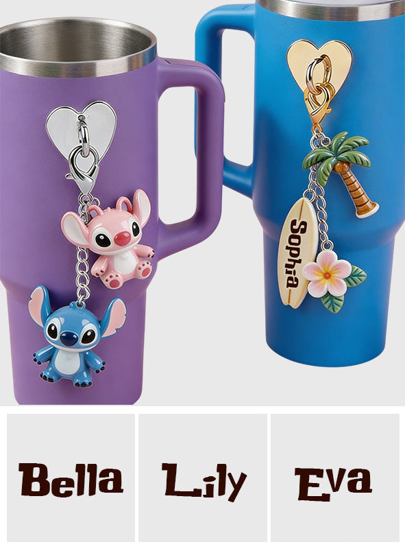 Ohana Tumbler with Charms - Personalized Ohana Dangling Charms