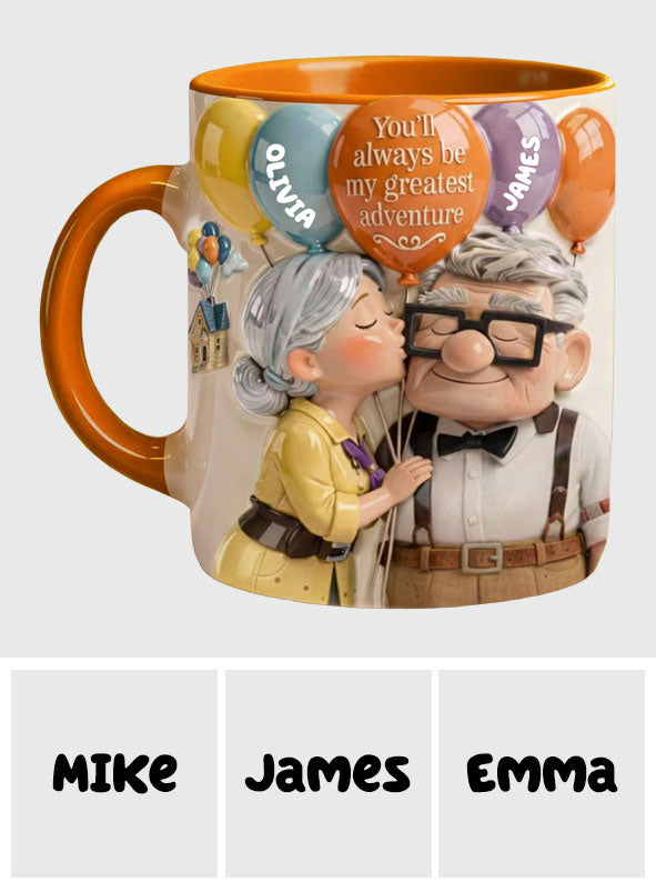 You'll Always Be My Greatest Adventure - Personalized Couple Up Set Accent Mug with Acrylic Stirrers