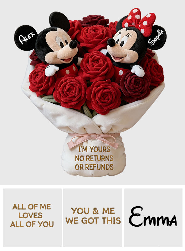 You And Me We Got This Red Rose Bouquet - Personalized Mouse Faux Fur Shaped Pillow