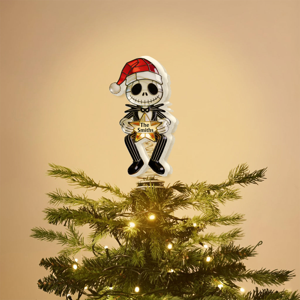 Merry Christmas - Personalized Nightmare LED Light Tree Topper