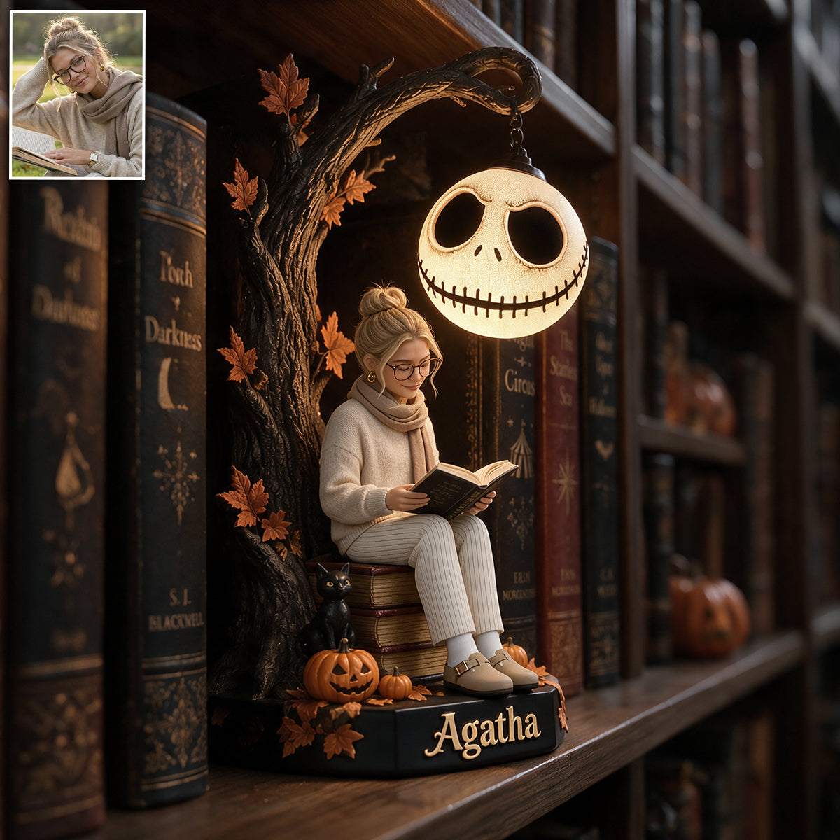 The Nightmare Reader - Personalized Nightmare Bookshelf Lamp