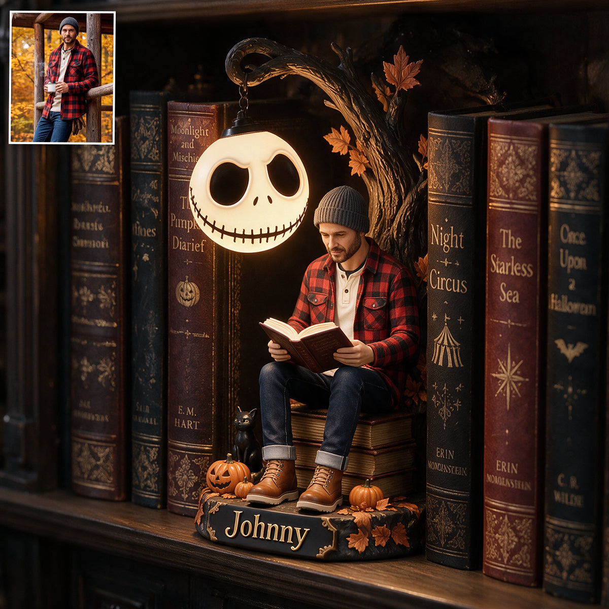 The Nightmare Reader - Personalized Nightmare Bookshelf Lamp