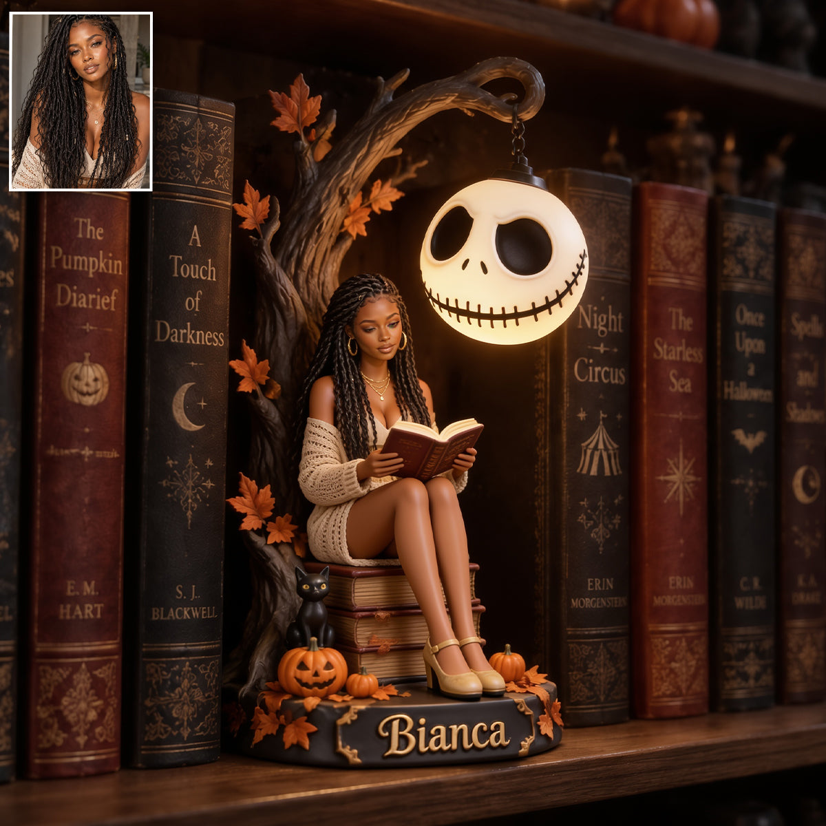 The Nightmare Reader - Personalized Nightmare Bookshelf Lamp