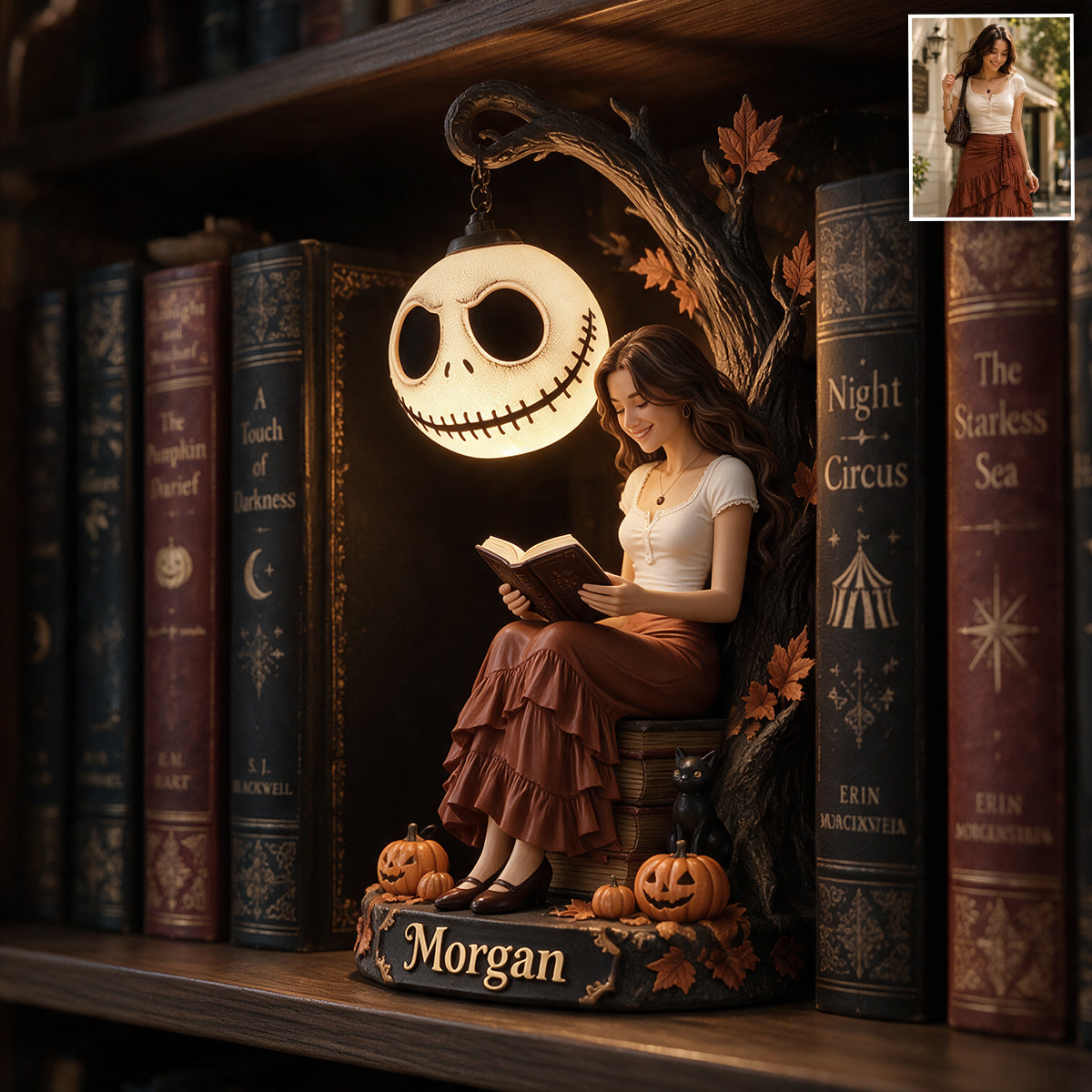 The Nightmare Reader - Personalized Nightmare Bookshelf Lamp