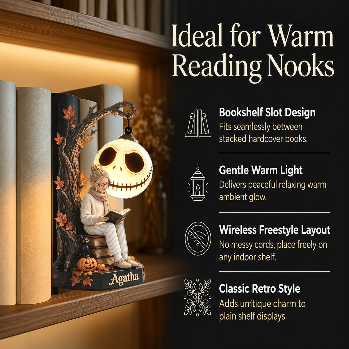 The Nightmare Reader - Personalized Nightmare Bookshelf Lamp