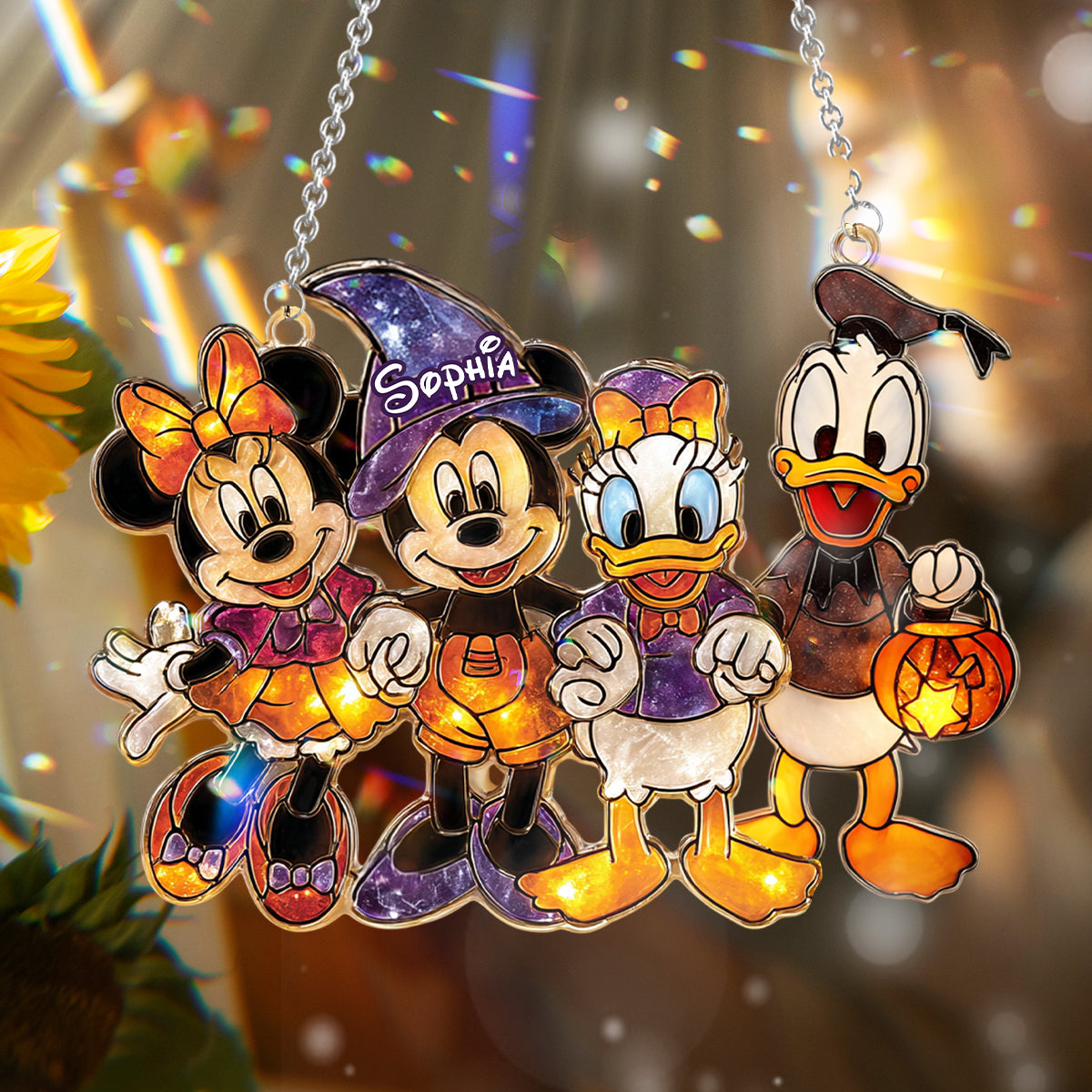 Hello Fall - Personalized Mouse Window Hanging Suncatcher Ornament