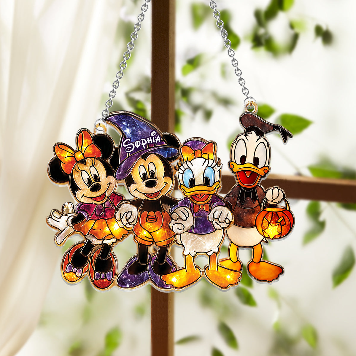 Hello Fall - Personalized Mouse Window Hanging Suncatcher Ornament