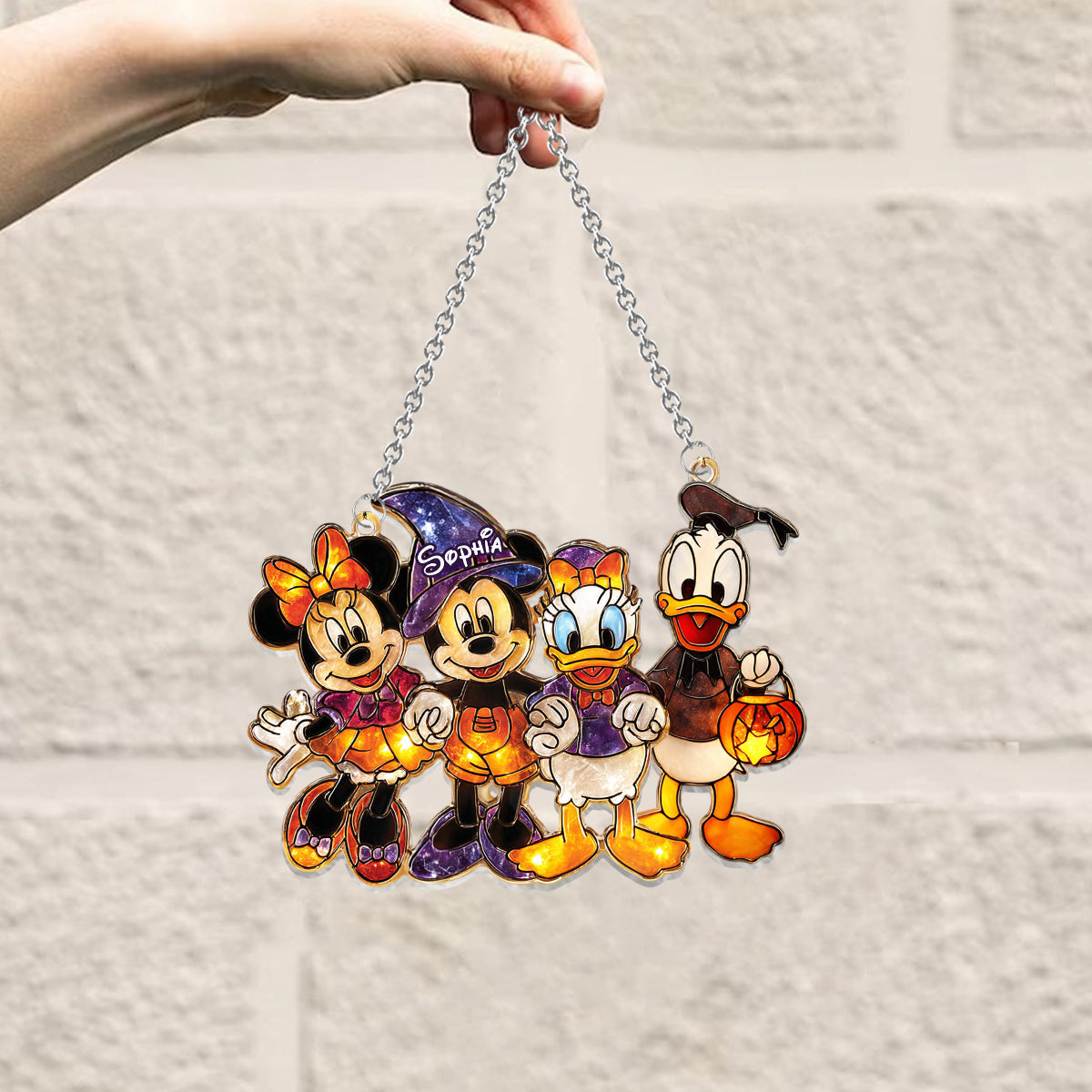 Hello Fall - Personalized Mouse Window Hanging Suncatcher Ornament