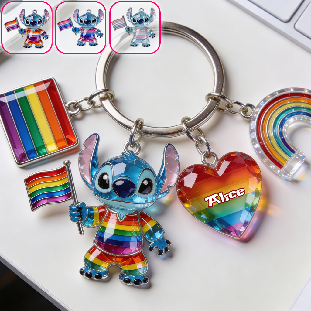 Love Is Love Pride Month - Personalized LGBT Support Premium Keychain With Charms