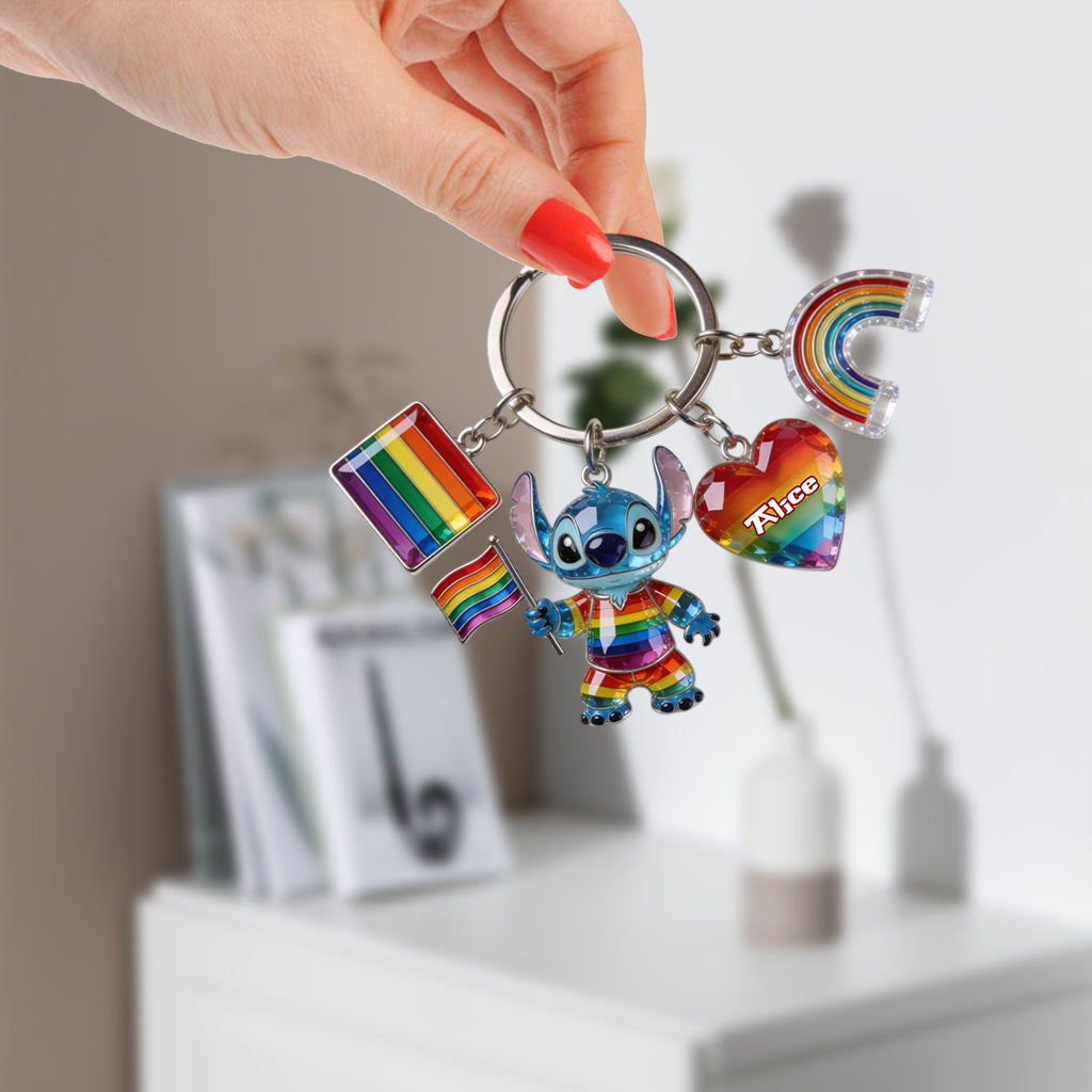 Love Is Love Pride Month - Personalized LGBT Support Premium Keychain With Charms