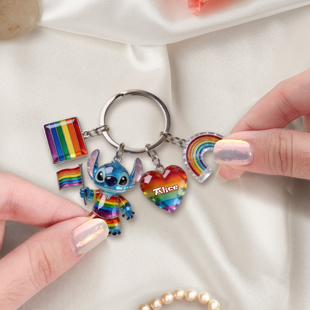 Love Is Love Pride Month - Personalized LGBT Support Premium Keychain With Charms
