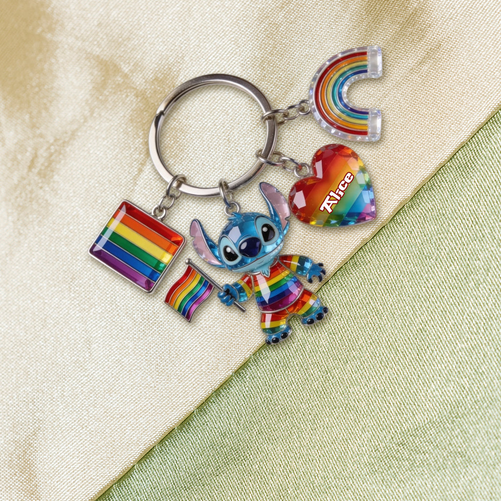 Love Is Love Pride Month - Personalized LGBT Support Premium Keychain With Charms