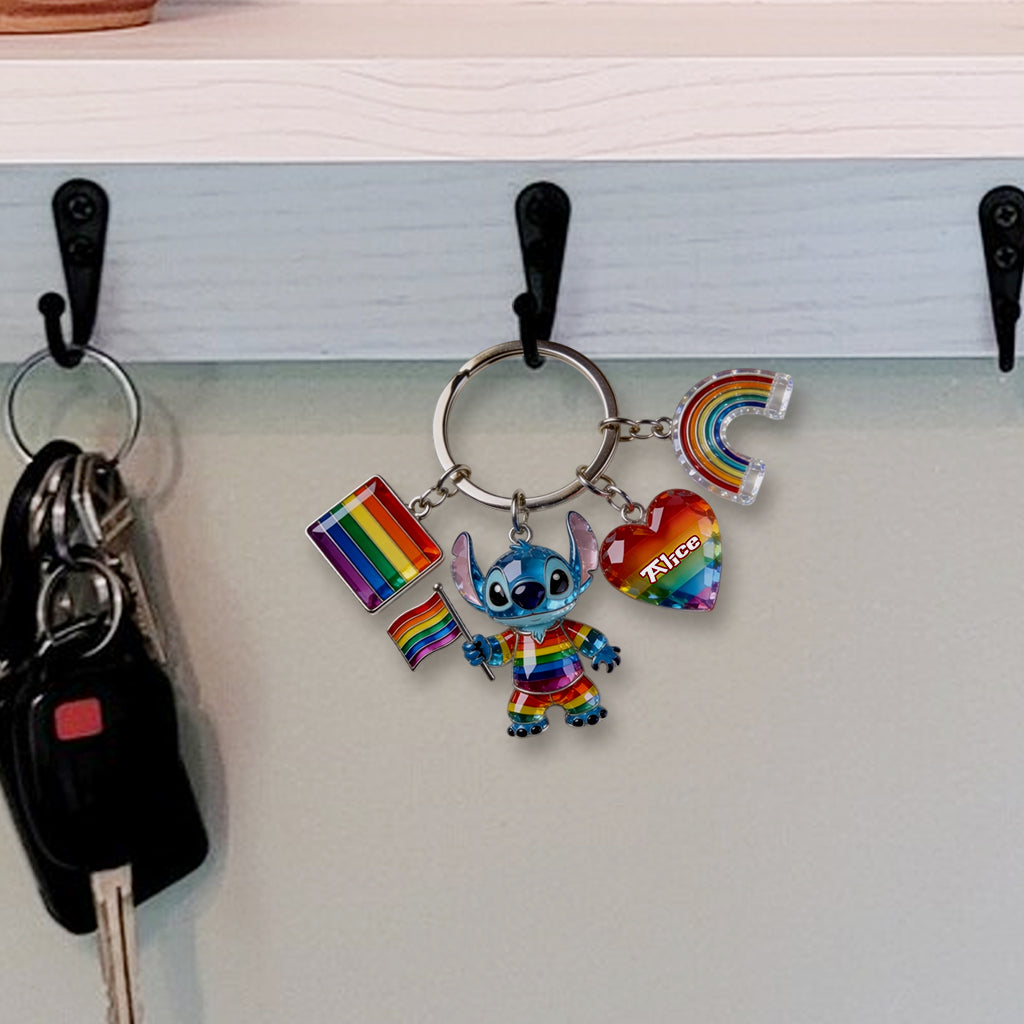 Love Is Love Pride Month - Personalized LGBT Support Premium Keychain With Charms