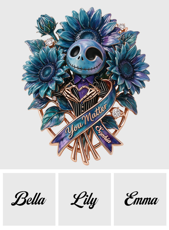 You Matter, Suicide Prevention Blue & Purple Sunflower Brooch - Personalized Suicide Prevention 3D Embossed Enamel Pin