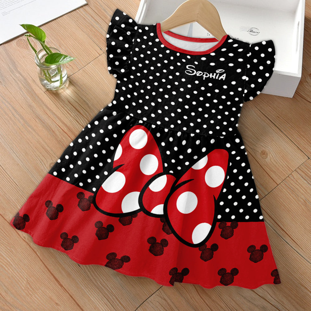 Belive In Magic - Personalized Mouse Kid Ruffle Sleeve Dress