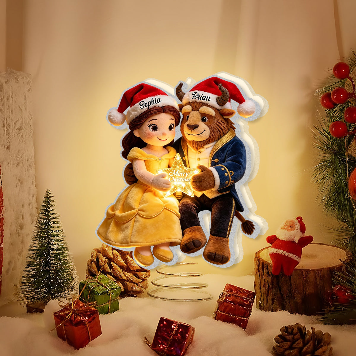 Tale As Old As Time - Personalized Beauty And The Beast LED Light Tree Topper