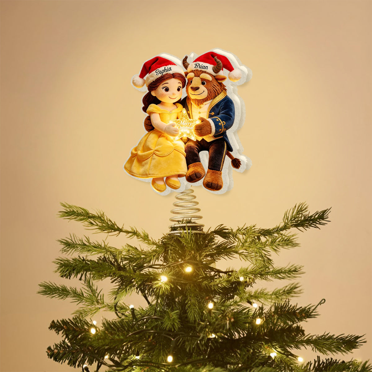 Tale As Old As Time - Personalized Beauty And The Beast LED Light Tree Topper
