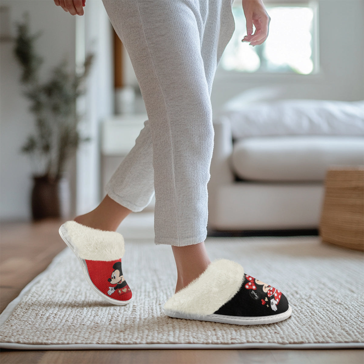 Big Ears Duo - Personalized Mouse Slippers With Fur Lining