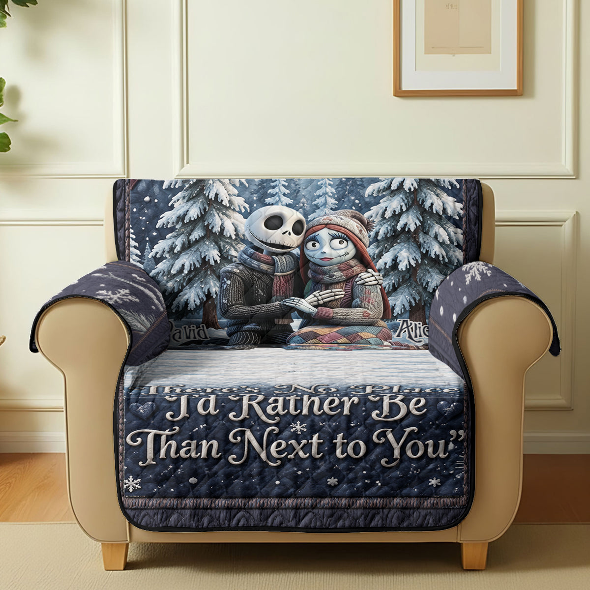 There’s No Place I’d Rather Be Than Next to You - Personalized Nightmare Quilted Sofa/Couch Cover