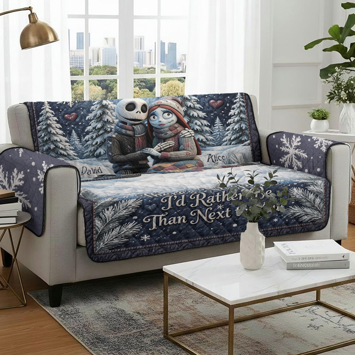 There’s No Place I’d Rather Be Than Next to You - Personalized Nightmare Quilted Sofa/Couch Cover