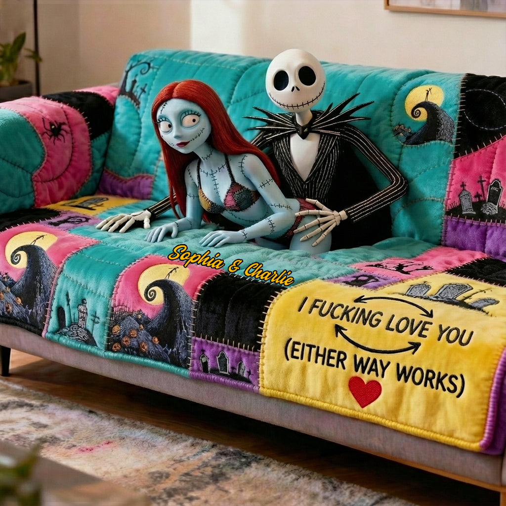 Gothic Love Patchwork - Personalized Nightmare Quilted Sofa/Couch Cover