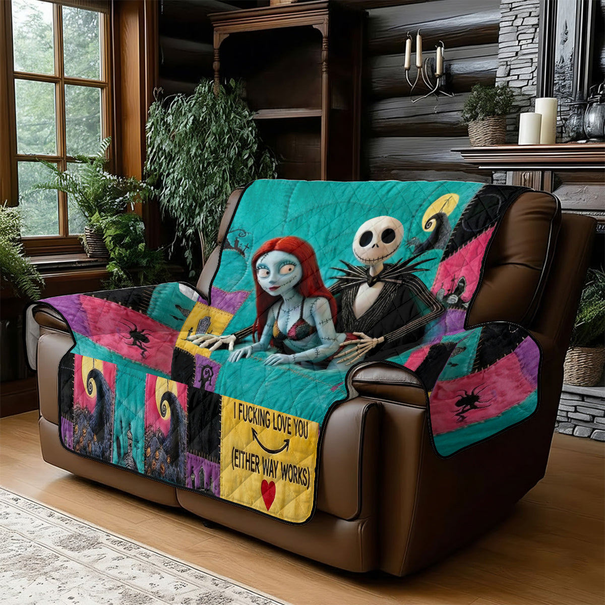 Gothic Love Patchwork - Personalized Nightmare Quilted Sofa/Couch Cover