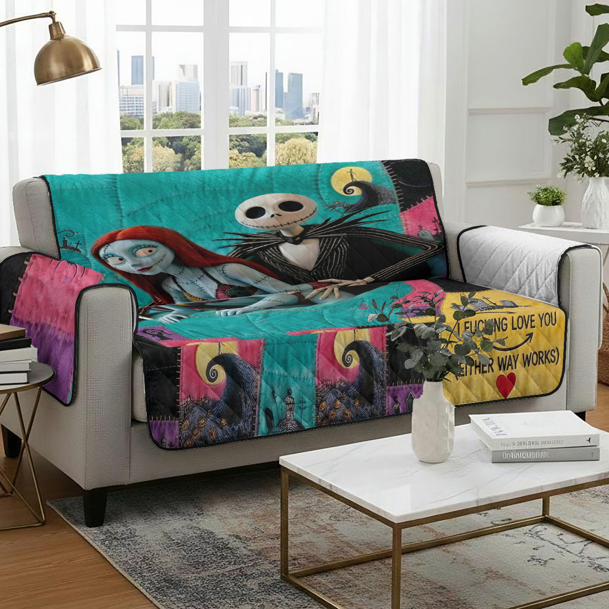 Gothic Love Patchwork - Personalized Nightmare Quilted Sofa/Couch Cover