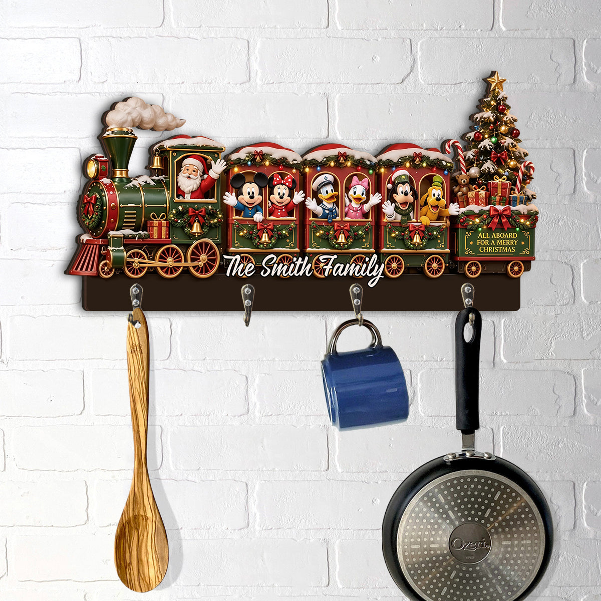 Magical Train To The North Pole - Personalized Mouse Custom Shaped Hanging Rack
