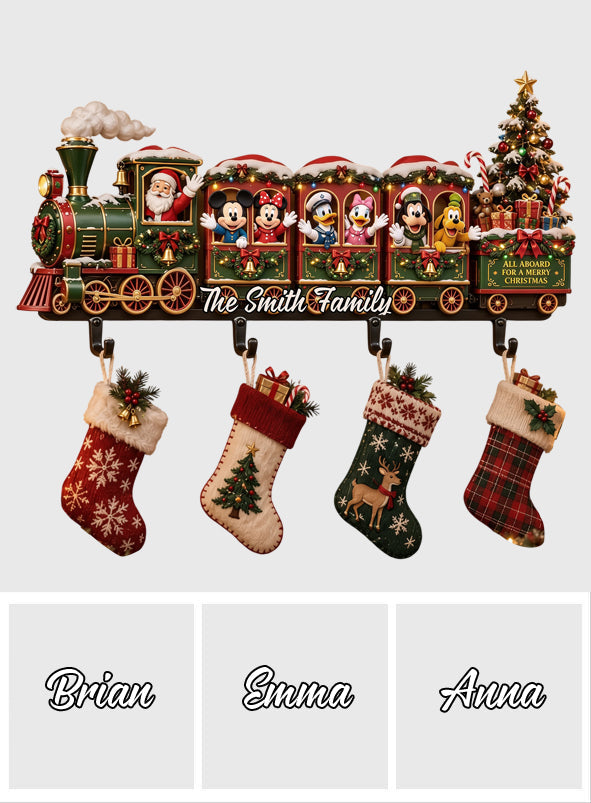 Magical Train To The North Pole - Personalized Mouse Custom Shaped Hanging Rack