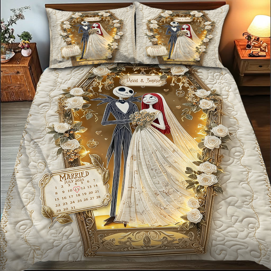Horror Wedding Couple Custom Calendar - Personalized Nightmare Bedding Set