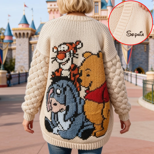 Friends - Personalized Yellow Bear Cardigan Sweater