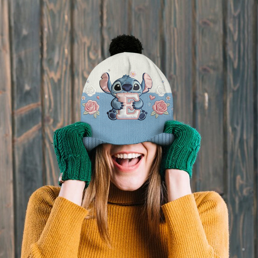 Initial Cute Blue Monster - Personalized Ohana Beanie Hat